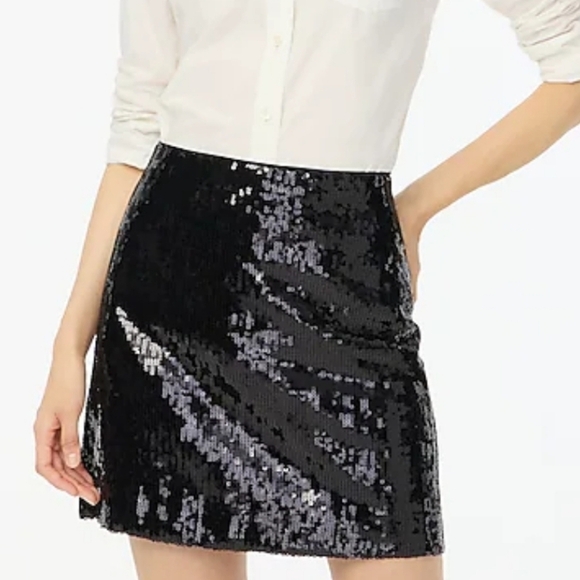 J. Crew Sequined Mini Silver/Black Mini Skirt Size 0 - Picture 1 of 8